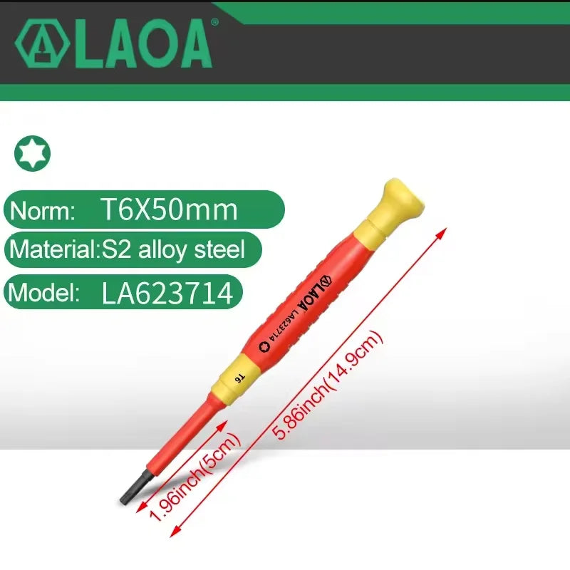LAOA 1pc Insulated Precision Screwdriver SL1.0-3.0 aCross Small Size Screwdriver to Remove Watches Cell Phone NotebookT5-T10