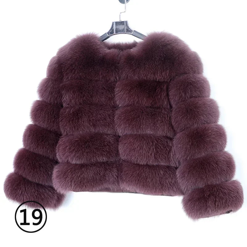 Women's Fox Fur Coat with Detachable Sleeves
