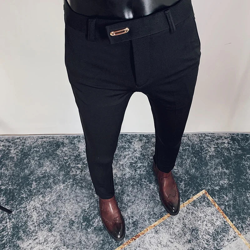 Spring 2026 Mens Casual Slim Fit Dress Pants Streetwear Suit Pants Men High Quality Office Pants All Match ankle Length Trousers