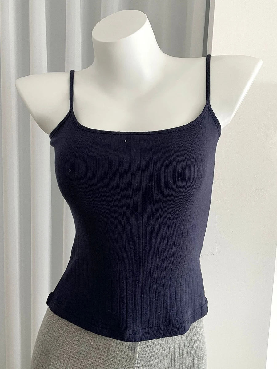 Bows Eyelet Sweet Slim Tank Top Women Lace Trim Cotton Sleeveless Summer Camis Vests Sweet Preppy Style Solid Crop Top Y2k