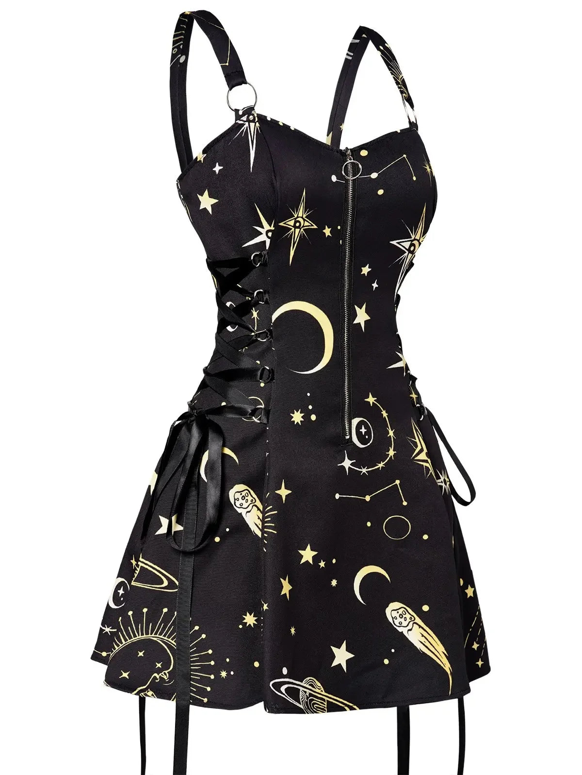 Dark Gothic Women Plaid Dress High Waist Bodycon Vintage Punk Harajuku Lolita Sleeveless Streetwear Y2K Sexy A-Line Mini Dresses