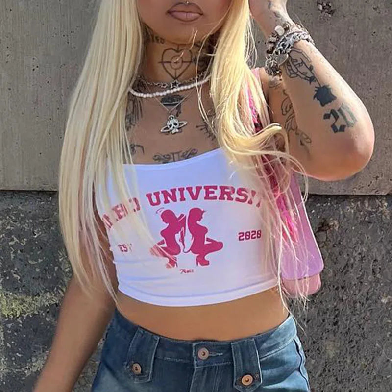 Y2K Harajuku Punk Sleeveless Crop Top Women's Vintage Streetwear Tee - photo 4