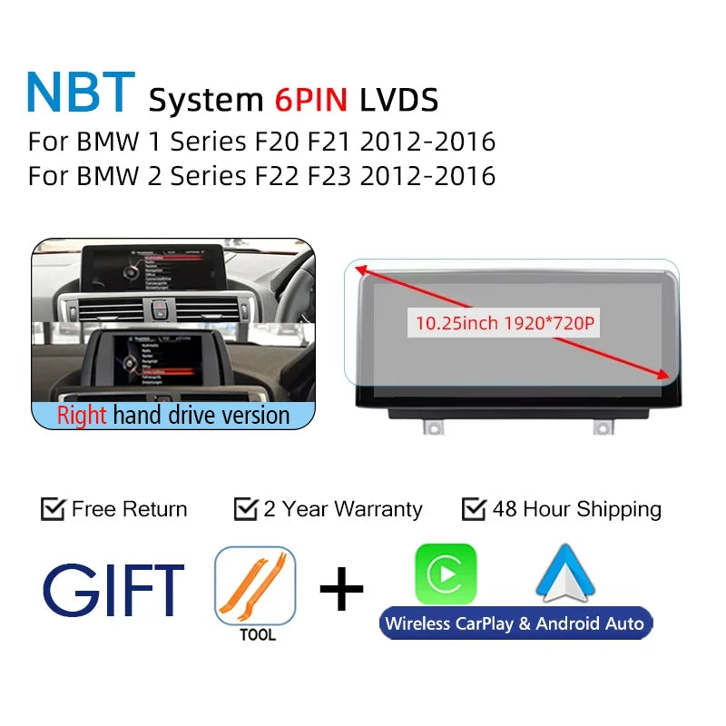 CarPlay Screen For BMW 1 2 3 4 Series F20 F21 F30 F31 F32 F33 F34 Car Multimedia Player Wireless Carplay Android Auto