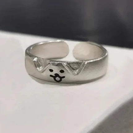Cat & Dog Couple Rings — 2pc Adjustable Matching Set