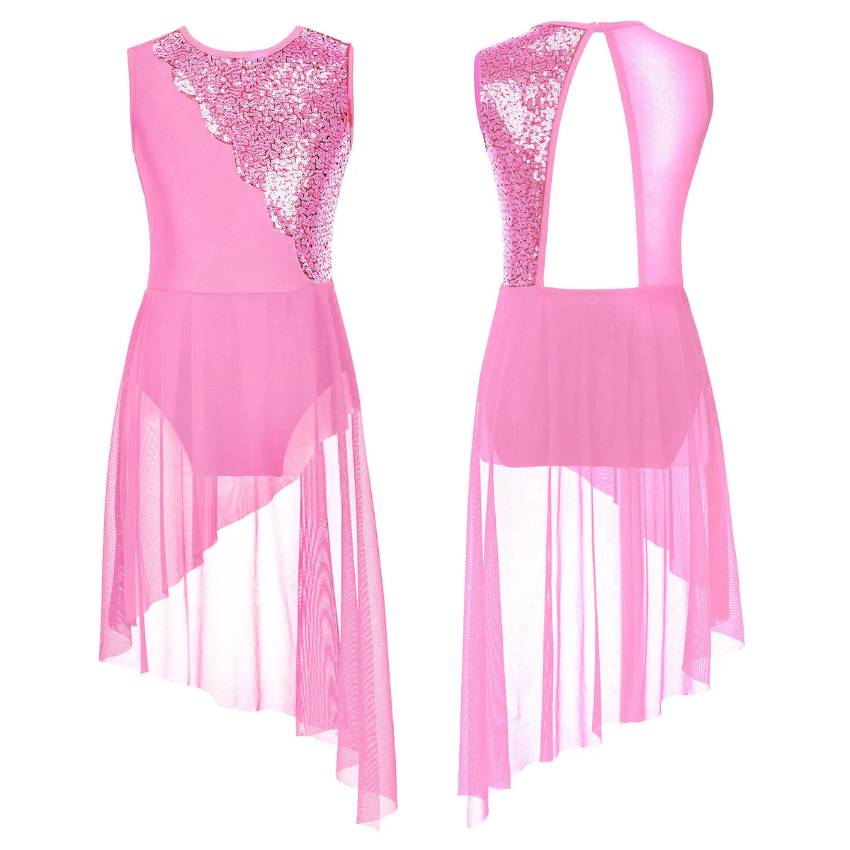 Girls sequin irregular-hem lyrical tutu dress