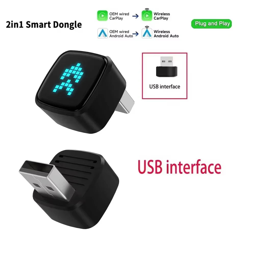 Skilldrive 2026 mini 2 in 1 Wireless CarPlay Apapter Type C Port CarPlay Android Auto USB Converts Wired to Wireless Plug & Play