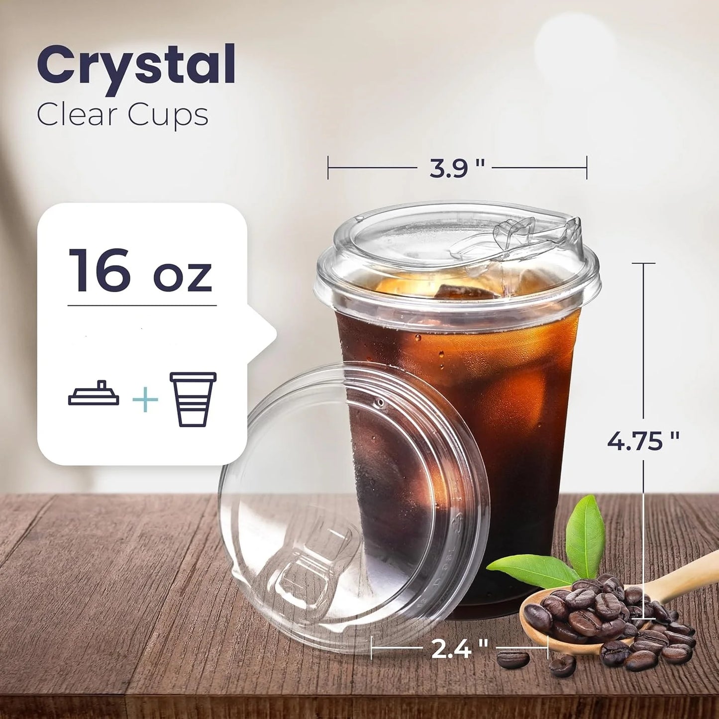 10 Sets Clear Plastic Cup with Sip lids 12//20/16 Disposable Cups for Iced Coffee or Juice Party Smoothie Milkshake Cold Drinks