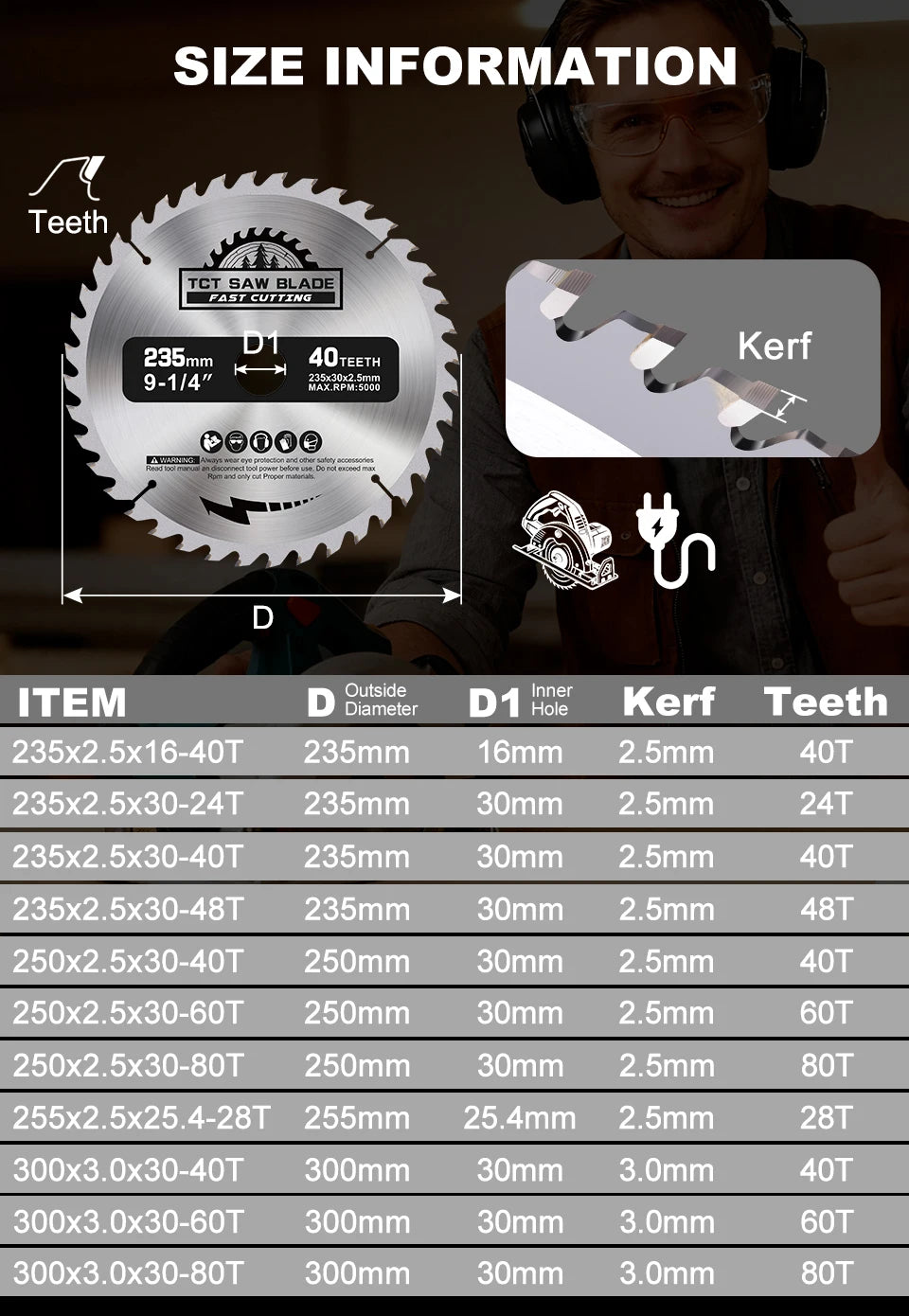 XCAN TCT Circular Saw Blade Wood Cutting 230-300mm