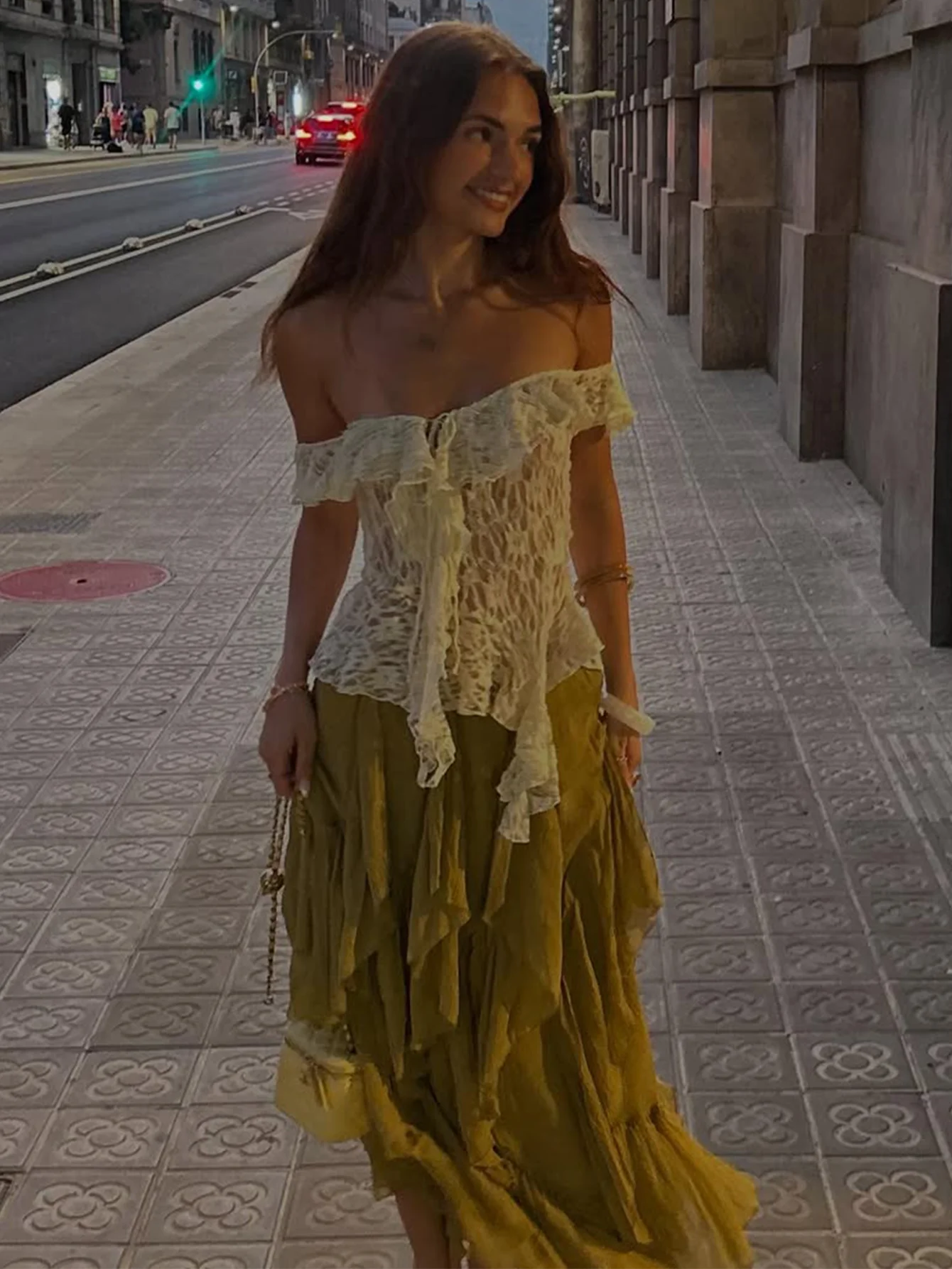 Dulzura 2026 Summer Fashion Sexy Off Shoulder Backless Lace See Through Top Ladies Casual Versatile Party Club Street Y2K Outfit