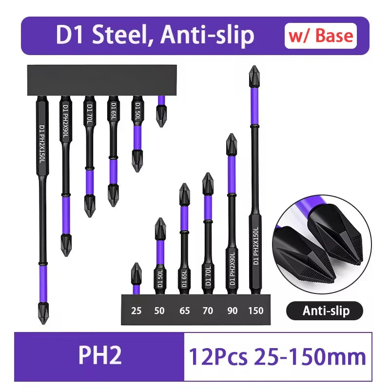 6PC Upgraded High Hardness And Strong Magnetic Bit 25/65/70/90/150mm Non-slip Cross High Hardness Electric Hand Drill Screw Set