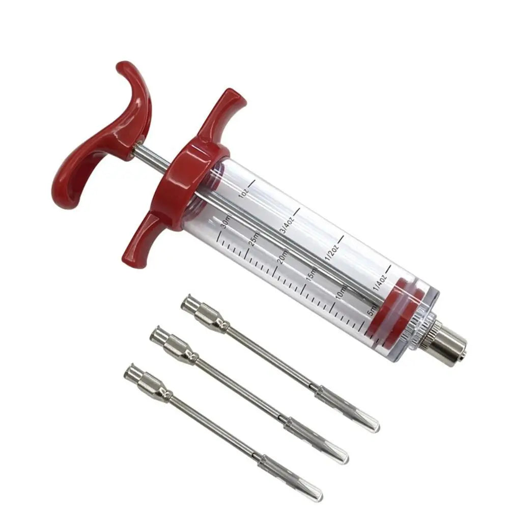 Food Grade PP BBQ Meat Syringe Kitchen Tools BBQ Meat Flavor Injector with 3 Stainless Steel Needles Kitchen for Home Outdoor