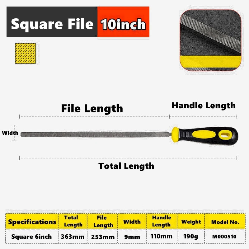 6/8/10 inch High Carbon Steel File, Files Tools for Metal Wood and Stone Trimming, Shaping, Bastard File with Uniform Teeth
