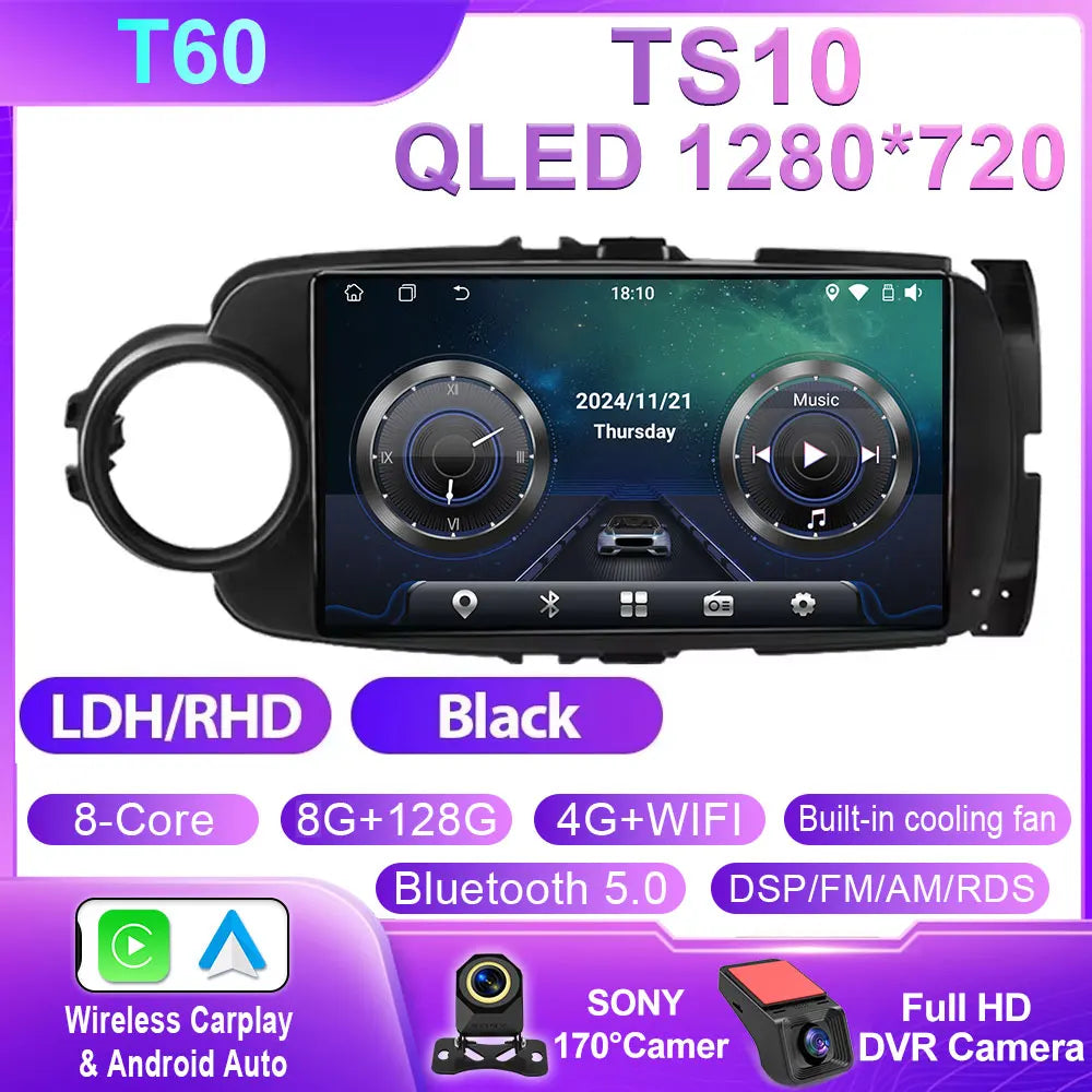 Car Stereo with Apple CarPlay & Android Auto, Compatible with Toyota Yaris (2012-2017)