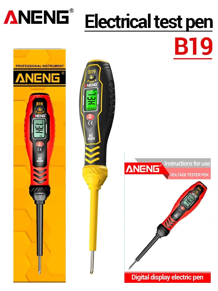 ANENG B19 Cross/flat Screwdriver Pen Small Handheld Test Pencil Non-contact Detection 30-1000V Voltage Buzzer Breakpoint Finder