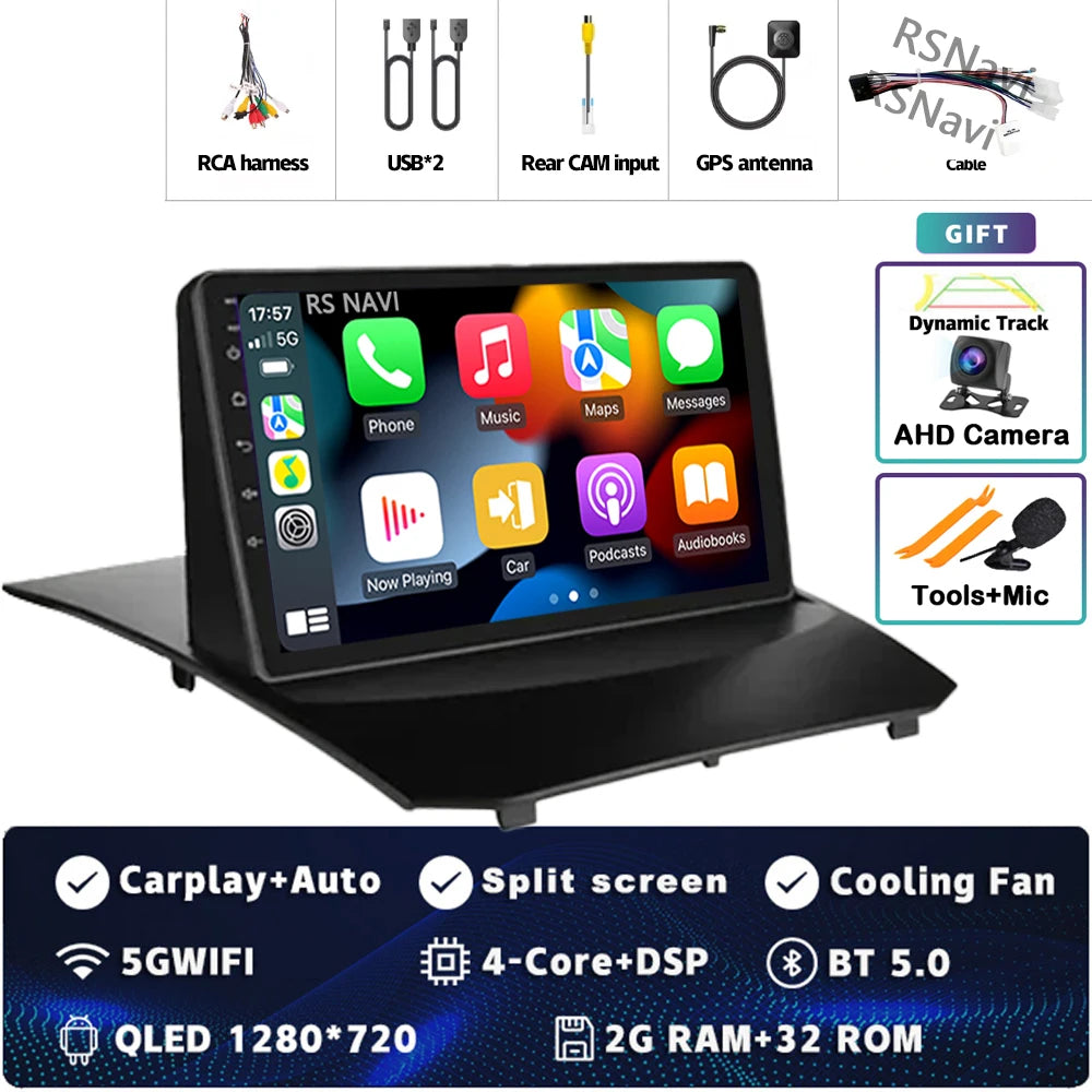 Plug and Play Android 16 Carplay Auto Qualcomm Screen Car Radio Player For Ford Fiesta 2011-2015 GPS DSP Stereo BT Navigation 4G
