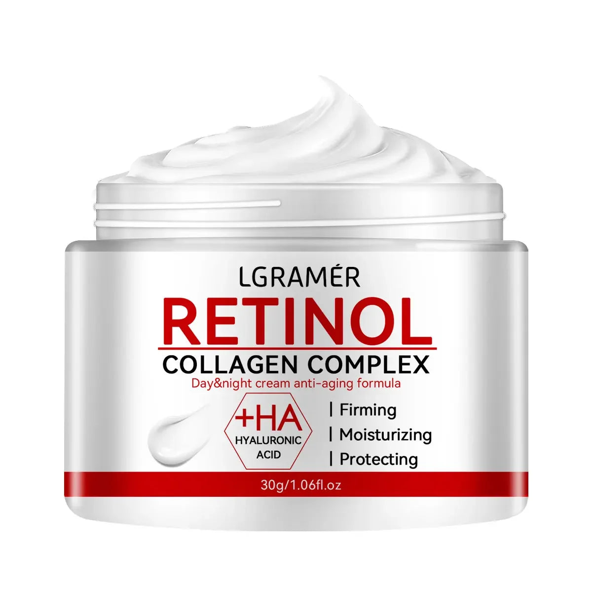 LGRAMER Retinol & Collagen Lifting Firming Face Cream – Vitamin C, Hyaluronic Acid & Licorice Root | Whitening, Moisturizing & Wrinkle Smoothing | 30g & 60g