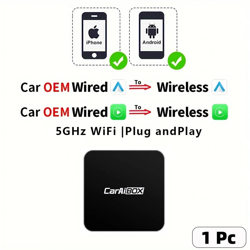 2-in-1 Wireless CarPlay & Android Auto Box Adapter
