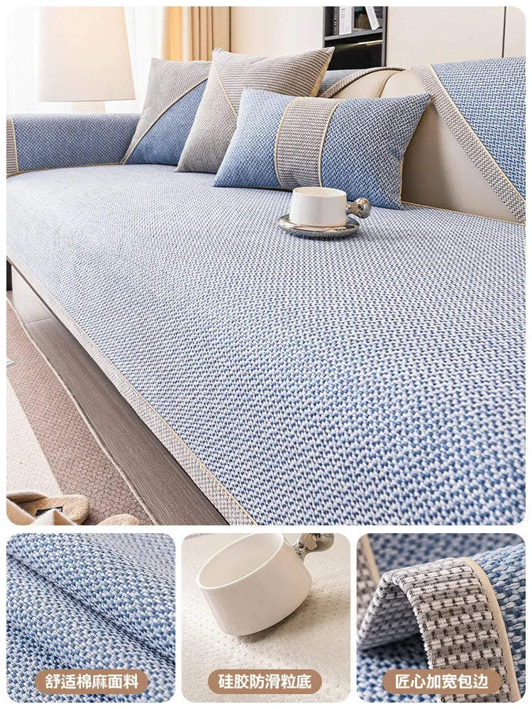 Woven Cotton and Linen Sofa Cushion for All Seasons Universal Non-slip Sofa Cover Cover New 2026 Backrest Cover Cloth Towel