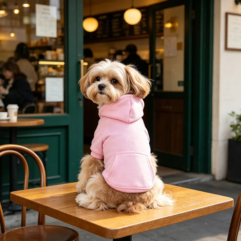 Solid Color Dog Hoodie with Pocket - Sporty Pullover
