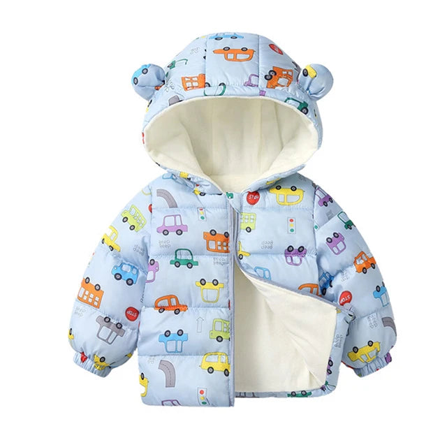 Kids Cartoon Hooded Puffer Coat - Plush Lined Winter Jacket - photo 17