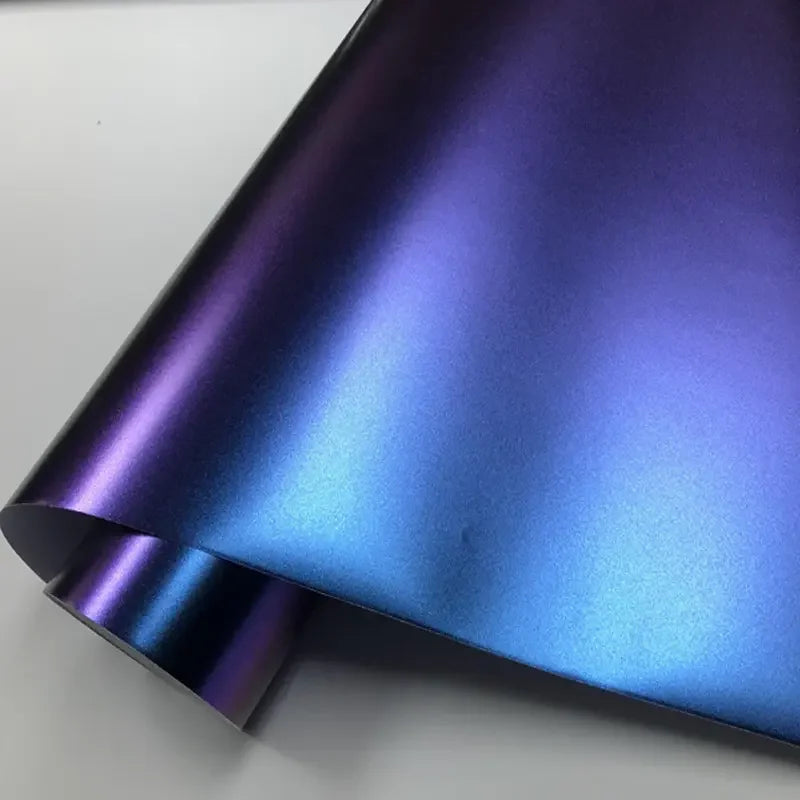 30 X 100CM Chameleon Vinyl Wrap Matte Metallic Vehicle Film Purple to Blue Stretchable Air Release DIY Decals (Purple to Blue)