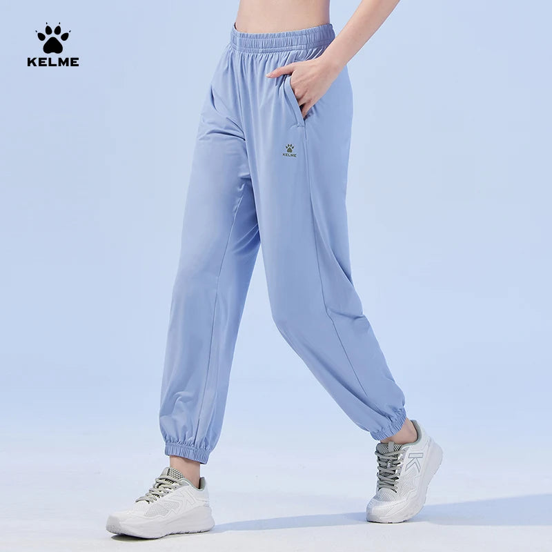 KELME Sunscreen Ice Silk Sweatpants Women Summer Quick Dry Outdoor Cool Feeling Running Drawstring Yoga Pants
