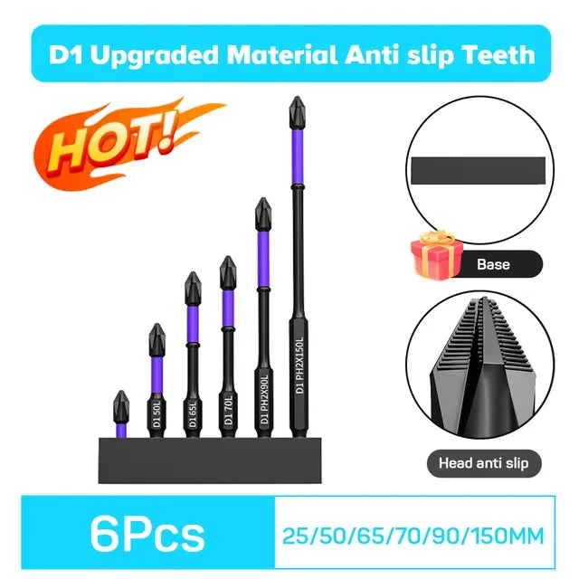 5/12Pcs Magnetic Screwdriver Bits Set Non-slip Shockproof Phillips Impact Hex Shank Alloy Steel for Power Tools