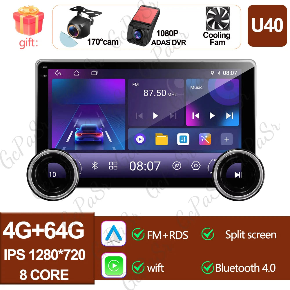 Universal 10" Android Car Stereo — CarPlay, Android Auto, GPS Navigation, Multimedia Player