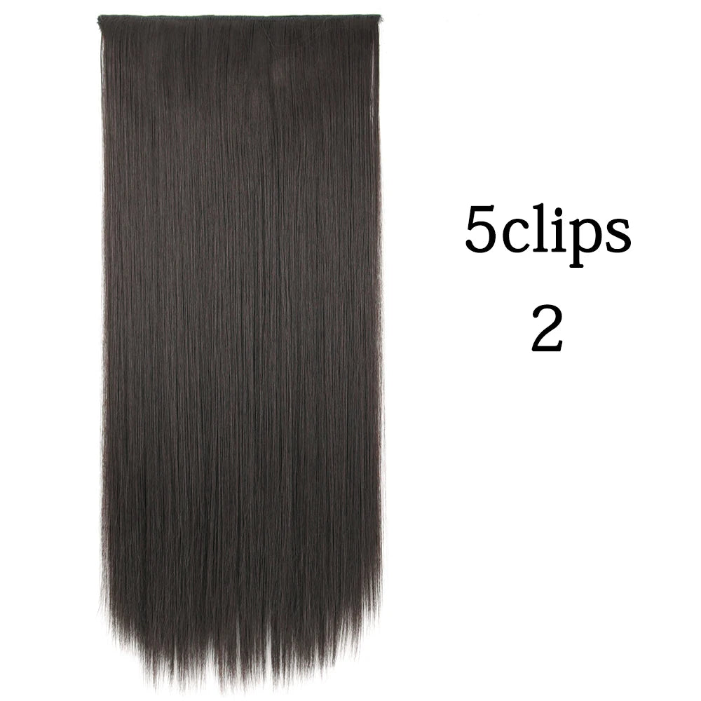Synthetic 5 Clip In Hair Extensions Long Curly Hairstyle Hairpiece Natural Brown Black 80cm Heat Resistant Fake Hair For Women