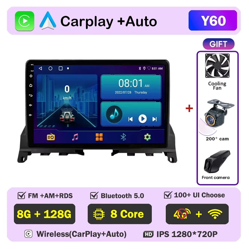Car Stereo with Apple CarPlay & Android Auto, Compatible with Mercedes-Benz C-Class W204 S204 (2007-2010)