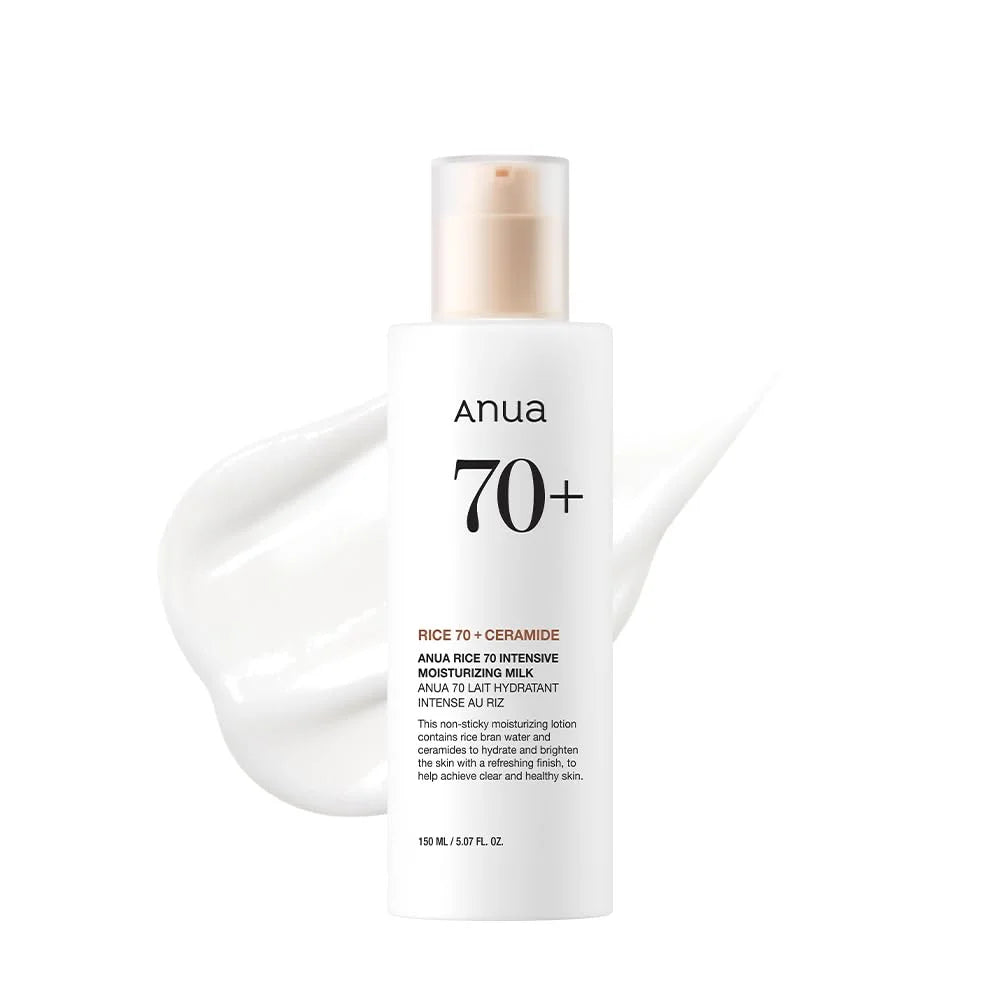 Korean Skincare Set ANUA Rice 70 Glow Milky Toner,Intensive Moisturizing Milk Lotion,Hydrating&Nourishing,Barrier Care 2pcs Sets