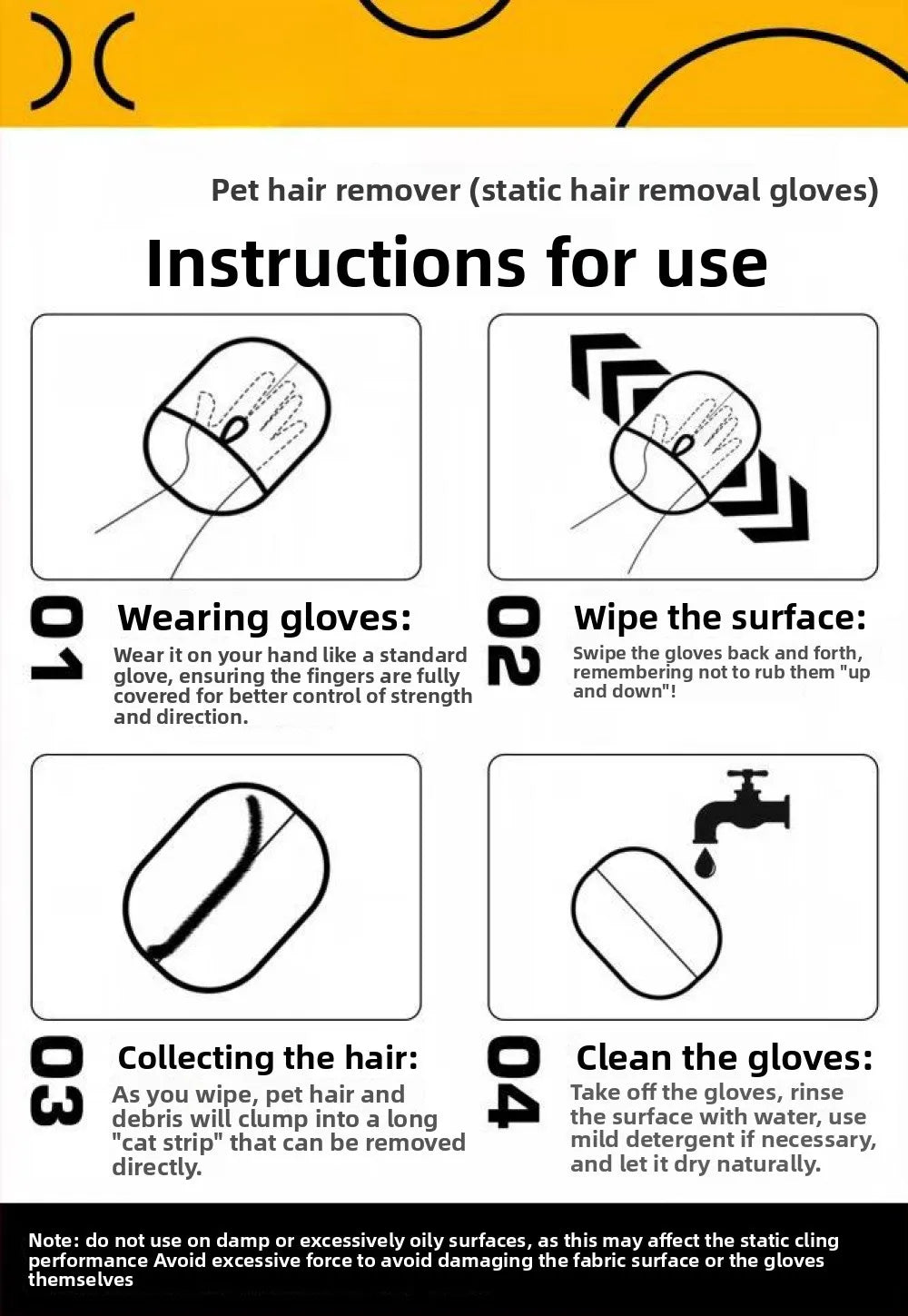 Pet Hair Removal Kit – Sticky Roller, Static Brush & Grooming Gloves for Cat & Dog Fur on Furniture, Car & Clothing