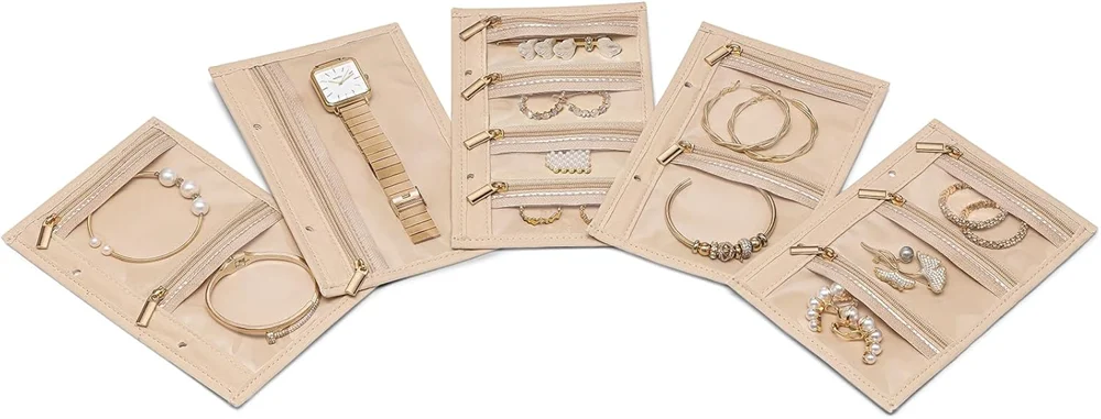 Jewelry storage box, storage bag, convenient jewelry storage book ring binder, transparent zipper velvet jewelry bag, travel ess