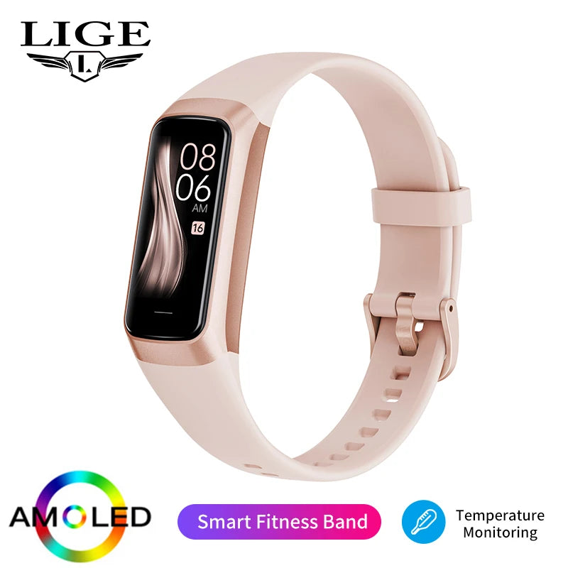 LIGE AMOLED Smart Watch Men Women 2026 Smart Band Heart Rate Blood Oxygen Smartwatch Waterproof Sport Fitness Tracker Bracelet