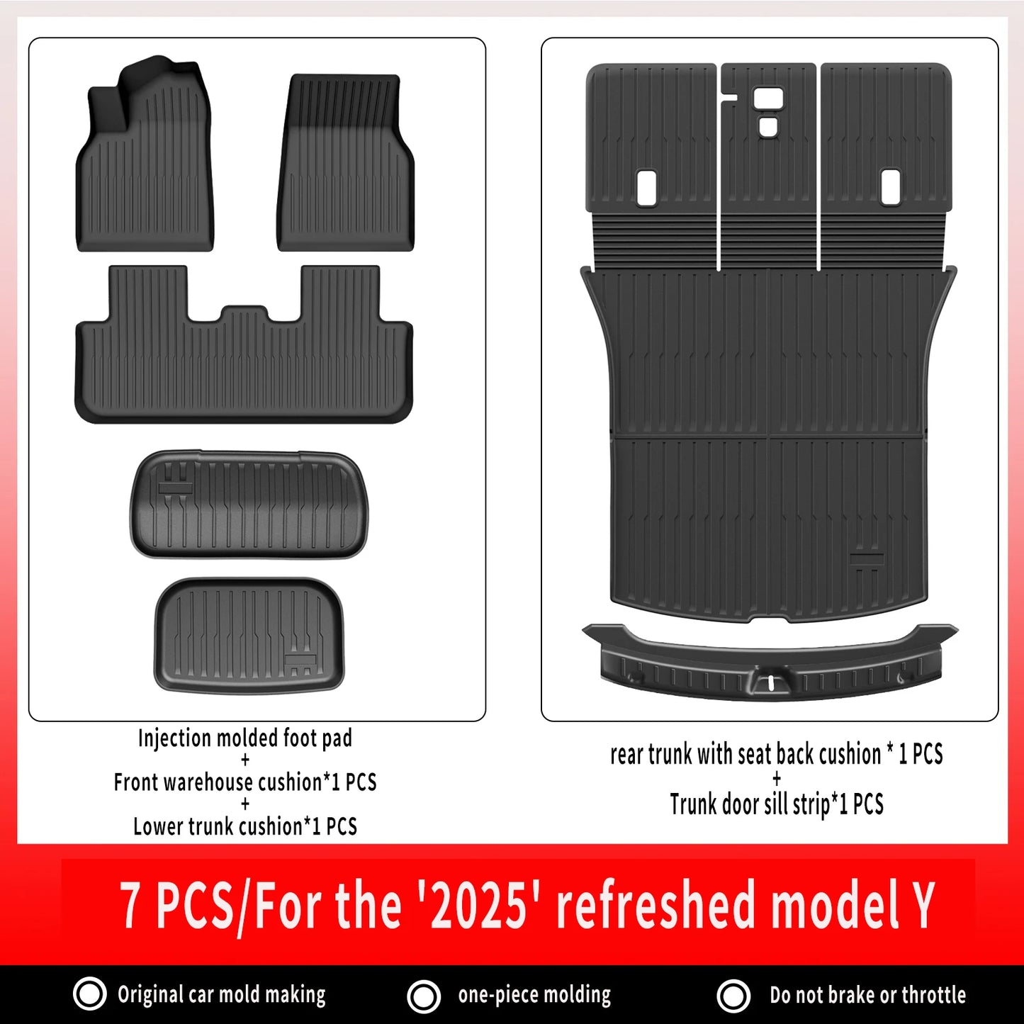 For New Tesla Model Y Launch 2026+ Juniper 2026+ TPE Floor Mats & Cargo Liner, All Weather Trunk Mats Floor Liner Backrest Mats