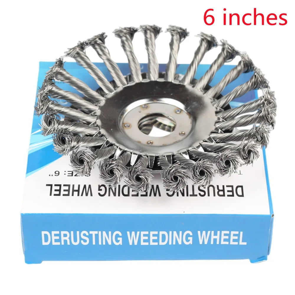 Upgraded 6/8 inch weed brush cutter head lawn mower universal lawn mower head wire wheel brush garden trimmer head