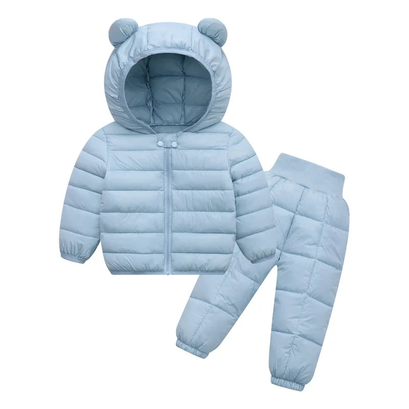 Kids Hooded Puffer Jacket and Pants Snowsuit - 2-Piece Winter Set - photo 10