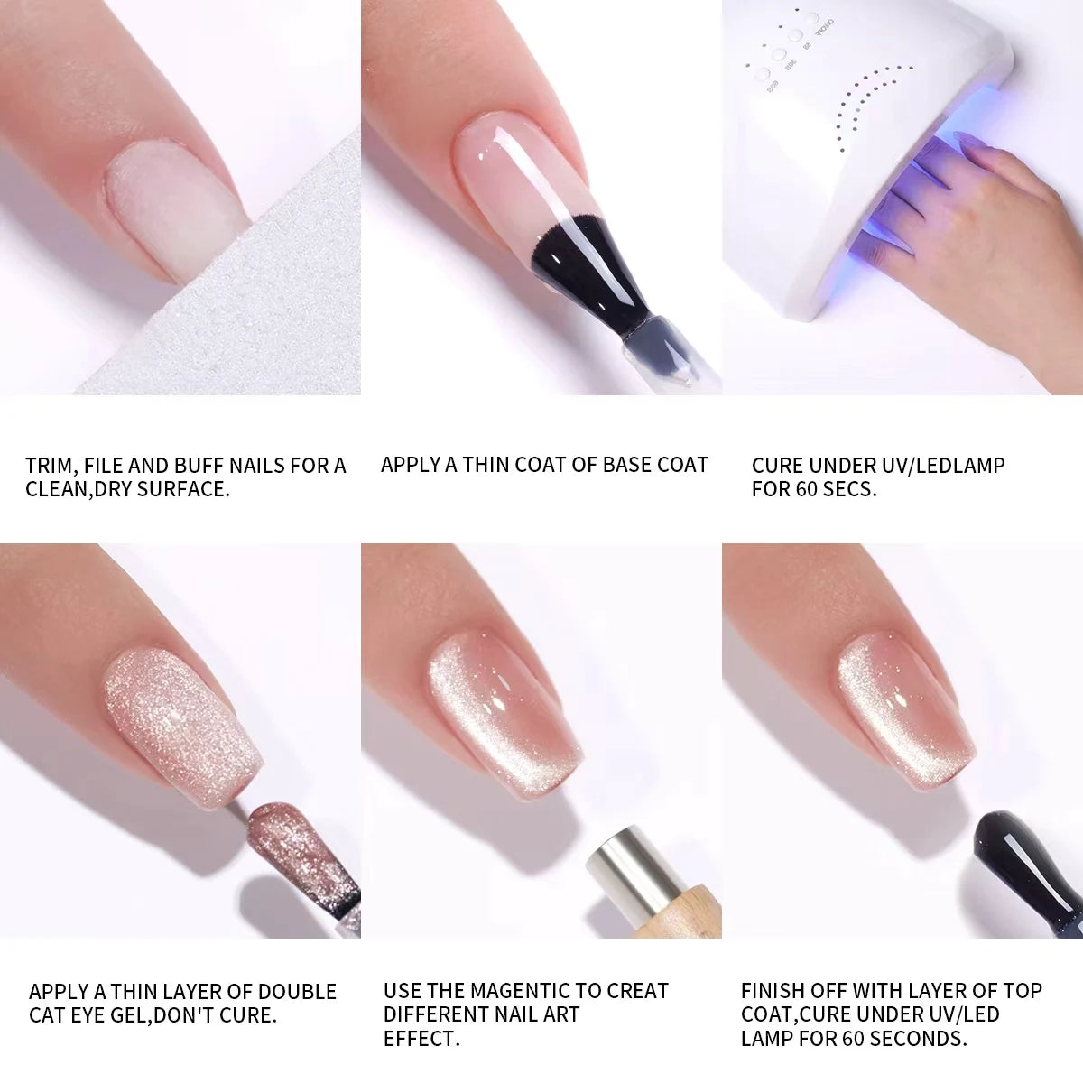 9Pcs Cat Eye Gel Nail Polish Set Soak Off UV French Cat Eye Gel Nail Polish Manicure Salon