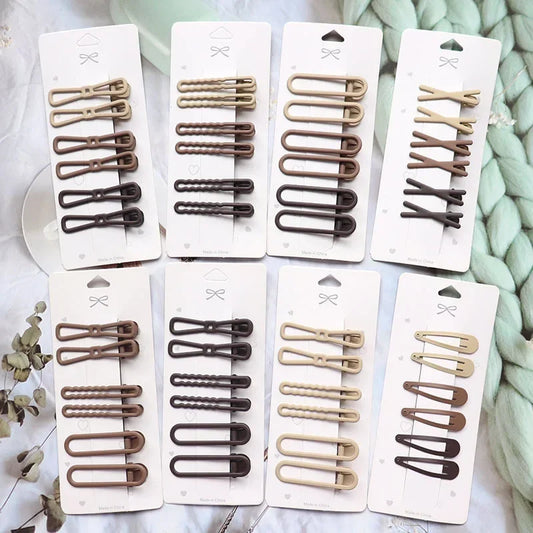 Brown duckbill hair clips set