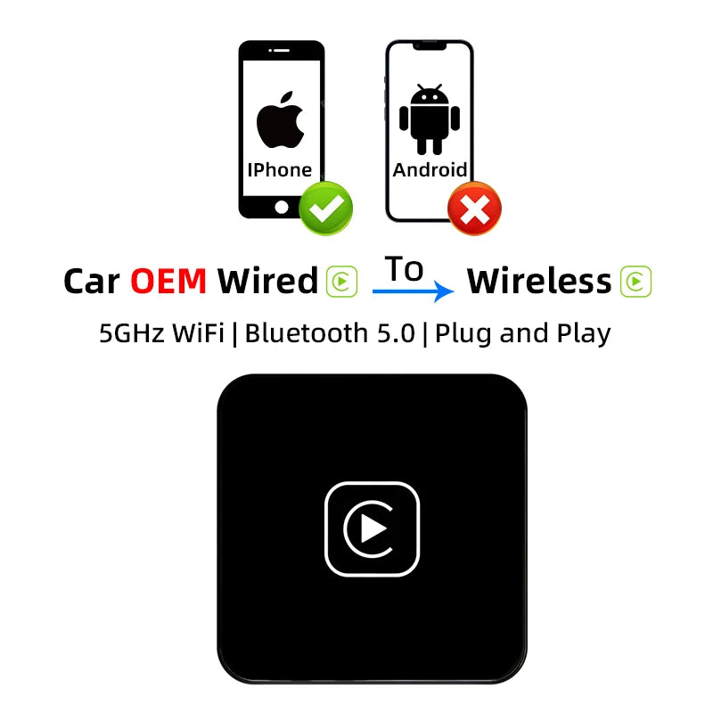 Wireless CarPlay & Android Auto Adapter (Universal Multi-Brand)