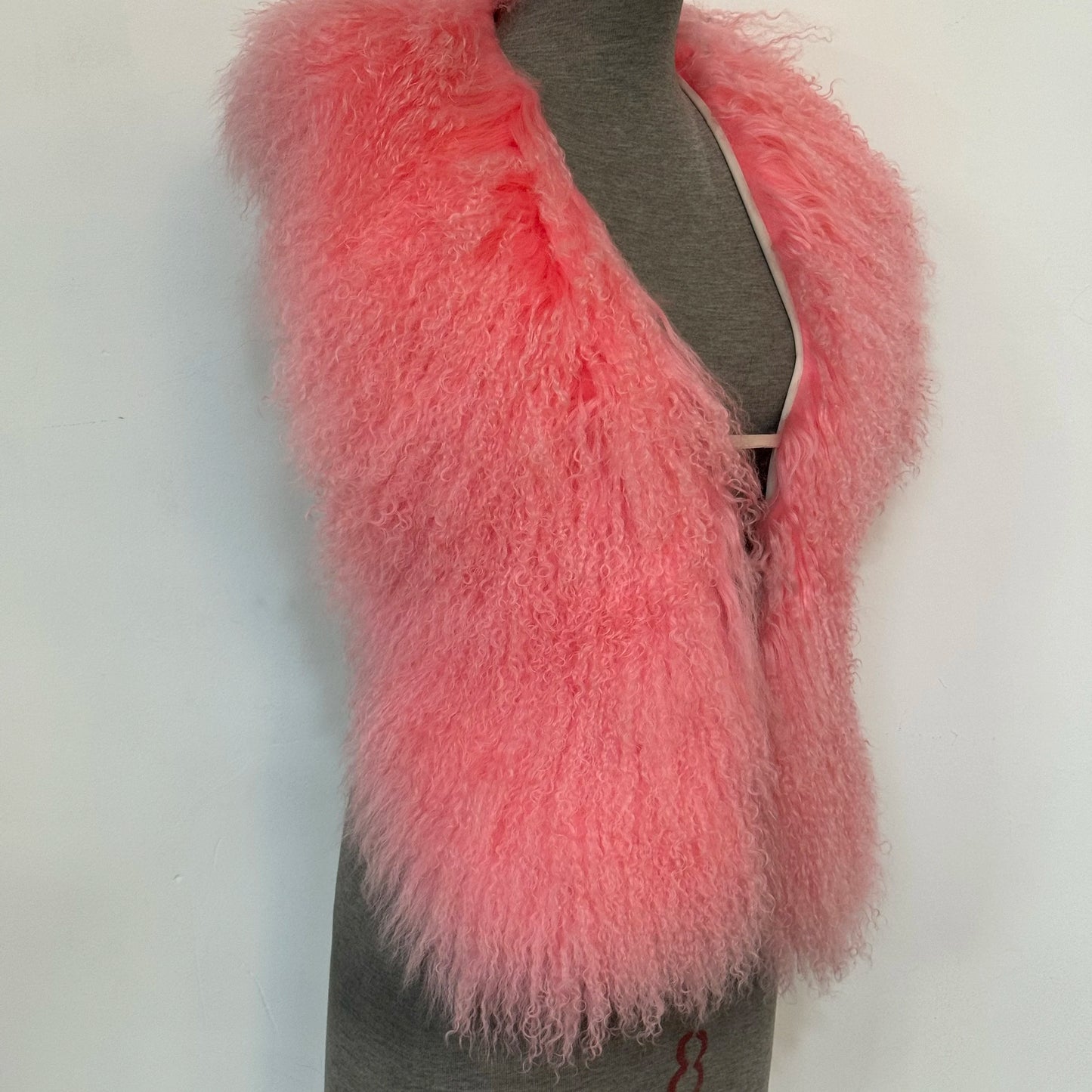 Fluffy Luxury Real Mongolian Fur Halter Vests Women Solid Deep V-Neck Backless Bandage Sleeveless Jackets Top Outerwear Coat