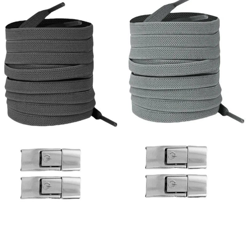 No-Tie Elastic Shoelaces with Press Lock – 8mm Flat Sneaker Laces for Kids & Adults | One Size Fits All Shoes
