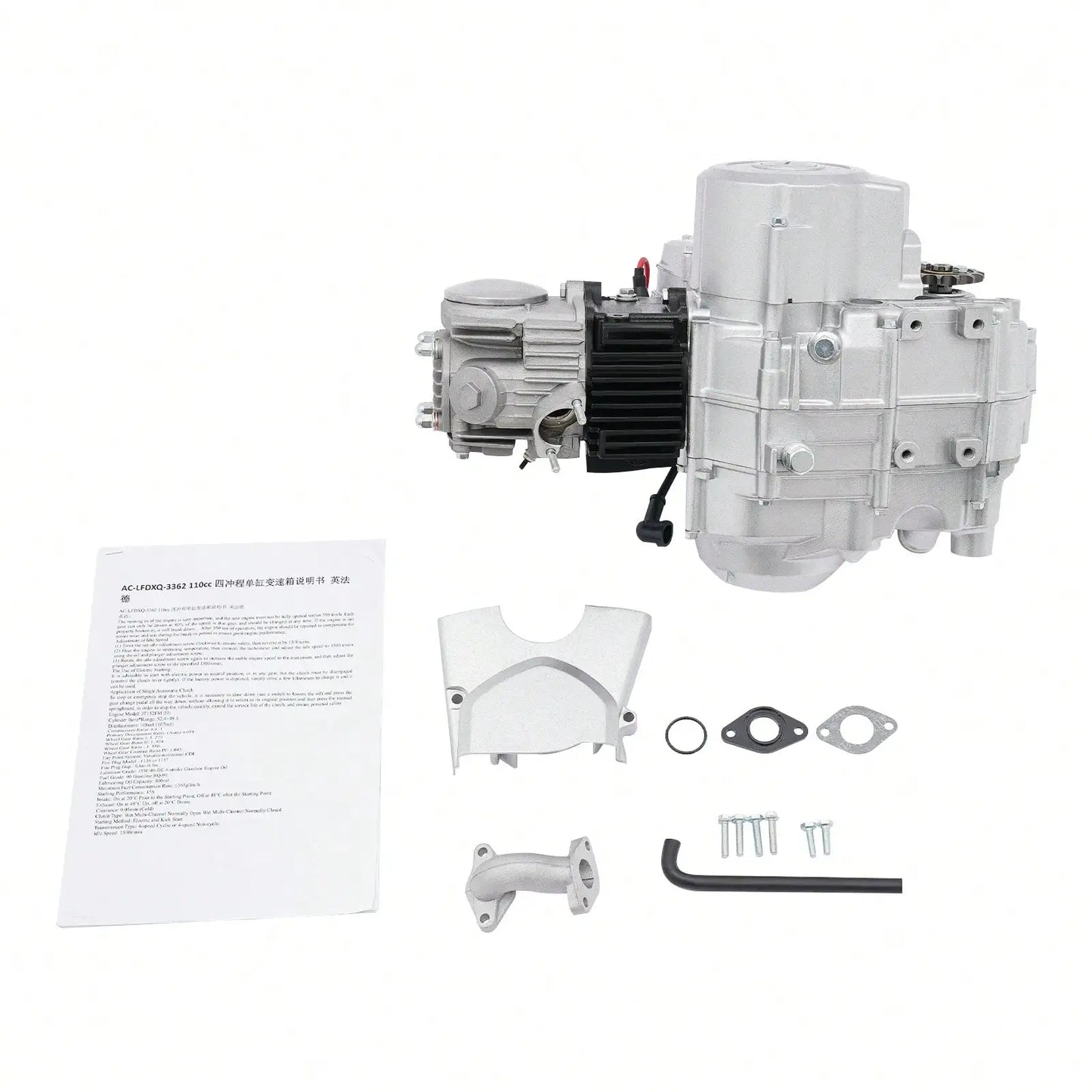 110CC 4 Stroke Engine Motor,8000Rpm Speed Single Cylinder Air Cooling Transmission Electric Start Auto Engine Motor for ATV GO K