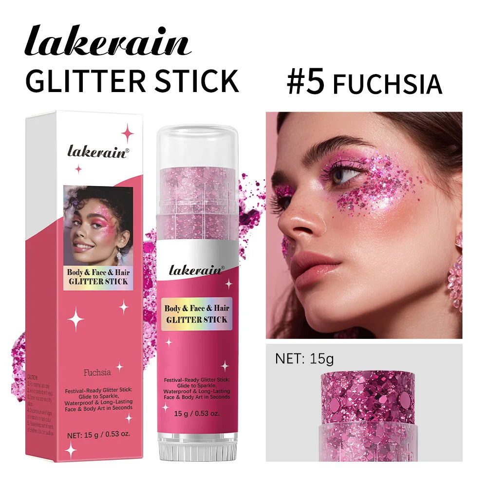 Body Glitter Sequin Stick Gel Texture Long-Lasting Dazzling Smudge-Proof Rich Sparkling Glitter Body Art for Party Stage Makeup