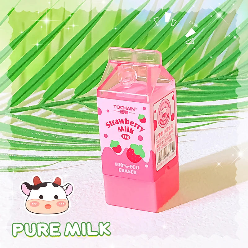 cute Aesthetic stationery back to school supplies stationery Kawaii Erasers milk rubber teacher supplies school stuff equipment