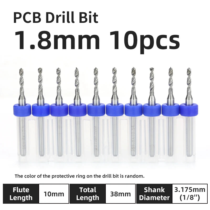 TOOLEYE 10pcs PCB Drill Bit Set Micro Drills Printed Circuit Board 1/8" Shank Mini CNC Drill Bits 0.1-3.175mm Drilling Tools