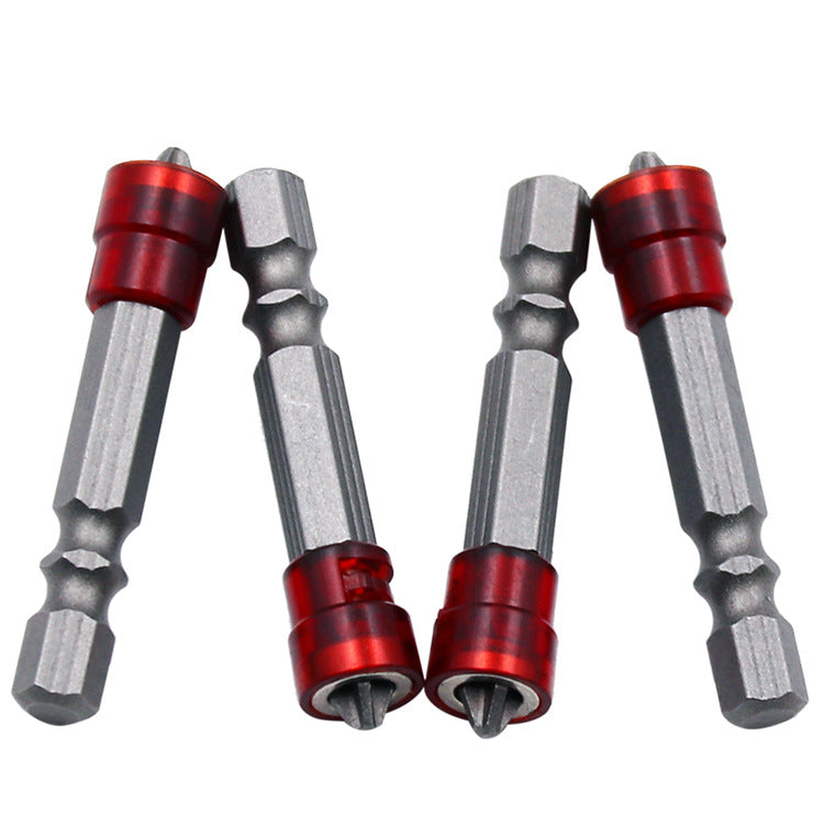 4Pcs 50MM Magnetic Hex Shank Electric Screwdriver Bits - Red Phillips Head Power Tool Accessories with Anti-Slip Grip