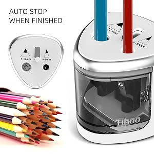Tenwin New Two-hole Electric Automatic Pencil Sharpener Switch Pencil Sharpener Home Office School Supplies Stationery Art