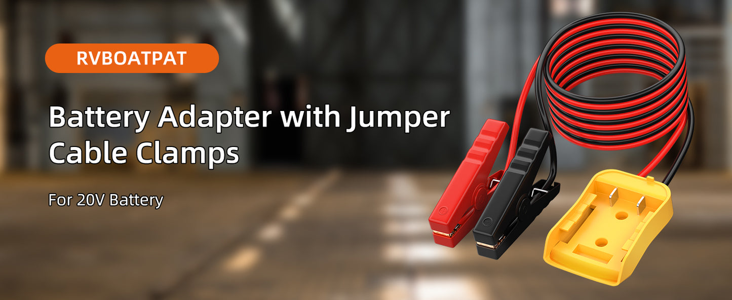 Jumper Cable Clamps with Power Wheel Battery Adapter For DE.WALT 20V Batteries Jumper Starter for Car Jump Starting Using Tool