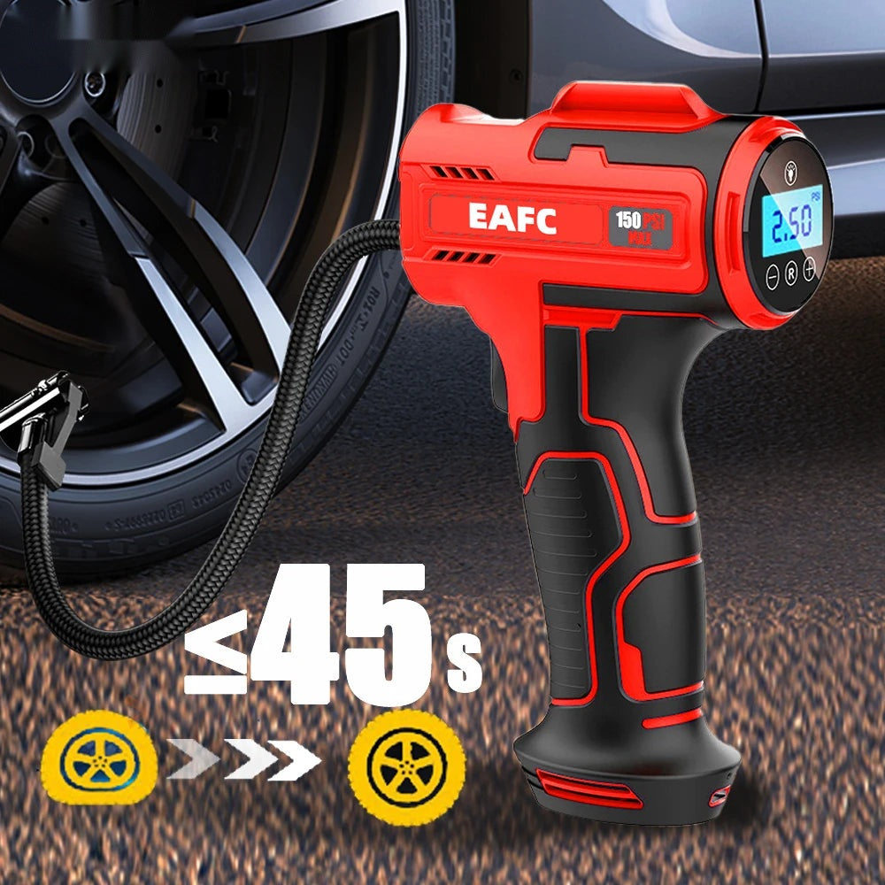 Cordless 4000mAh Car Air Compressor - 150PSI Tire Inflator for Bikes & Cars